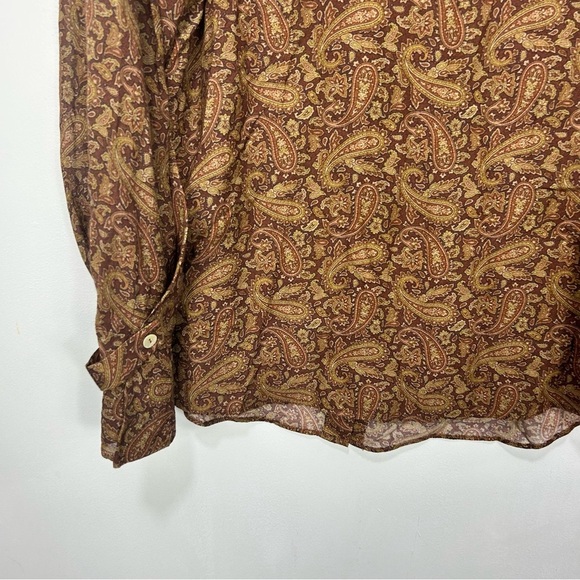 SOFT SURROUNDINGS brown paisley print button up blouse Z2 - Picture 6 of 7